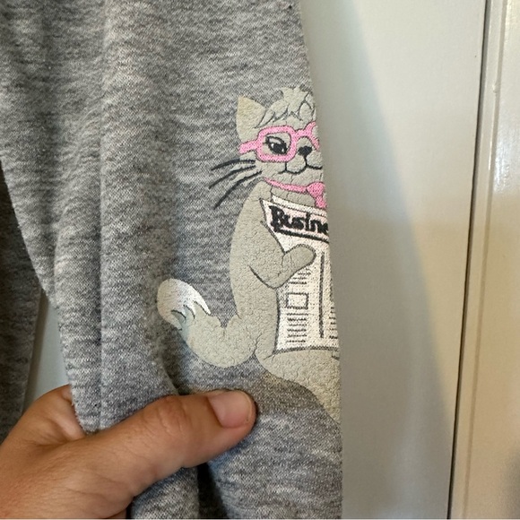 Vintage Spumoni Novelty Cats Reading Sweatshirt Womens Medium Gray White Pink - Picture 7 of 12